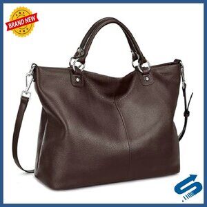 Large Leather Tote Bag with Adjustable Strap, Laptop & Travel Friendly